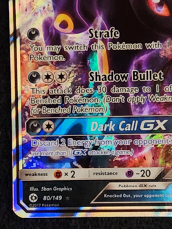 2017 Pokemon Sun & Moon Base Set Umbreon GX #80/149 EX-NM - Image 5