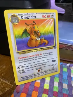 Dragonite Pokemon TCG Non-Holo Rare Fossil Set 19/62 #19 LP - Image 1
