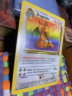 Dragonite Pokemon TCG Non-Holo Rare Fossil Set 19/62 #19 LP - Image 2