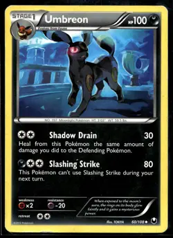 2012 Pokemon Dark Explorers 60 Umbreon NON Holo LP - Image 1