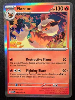 Pokemon TCG Flareon Rare SV: Scarlet & Violet 151 136/165 NM - Image 1