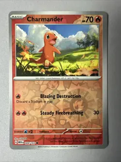 Pokemon TCG * Scarlet & Violet 151 * 004/165 Charmander C * REVERSE HOLO * NM - Image 1