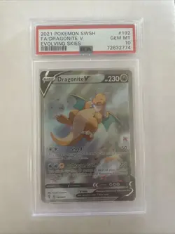2021 Pokemon SwSh Dragonite V #192 Evolving Skies PSA 10 - Image 1