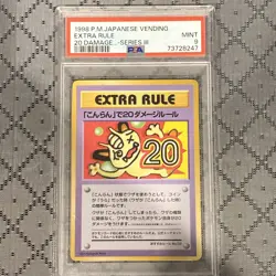 1998 Pocket Monsters Japanese Vending Series 3 Extra Rule 20 Damage PSA 9 - Image 1