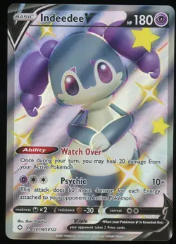 Pokemon Indeedee V SV114/SV122 Holo Rare V Shining Fates Shiny Vault NM - Image 1