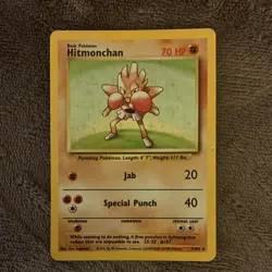 Pokemon Hitmonchan Base Set 7/102 Rare 70 HP Basic 1999 Wizards Vintage Card - Image 1