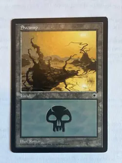 Portal Swamp (Yellow Sun) X1 Magic The Gathering MTG Hard To Find Vintage Land - Image 1