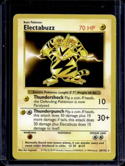 1999 Pokemon Shadowless Electabuzz #20/102 - Image 1