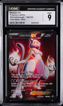 2015 POKEMON BREAKTHROUGH ULTRA RARE- HOLO #158/162 MEWTWO EX CGC 9 - Image 1