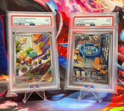 Pokemon Set of Squirtle and Bulbasaur Stellar Crown Illustration Rare - PSA 9 - Image 1