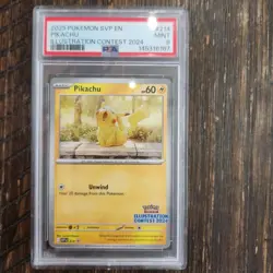 2025 POKEMON SVP EN-SV BLACK STAR PROMO ILLUSTRATION CONTEST 2024 PIKACHU PSA 9 - Image 1