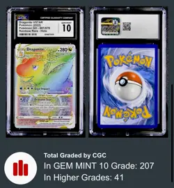 Dragonite V-Star Rainbow Rare Pokemon Go 081/078 CGC GEM MINT 10 Low POP - Image 3