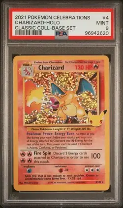 PSA 9 Charizard Celebrations 2021 Pokemon Classic Coll. Base Holo #4 Mint - Image 1