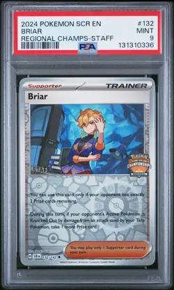 Pokemon Stellar Crown 132/142 Briar Regional Staff PSA 9 - Image 1