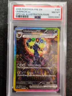 Pokemon Umbreon ex 161/131 Prismatic Evolutions Holo Rare PSA 8 2025 - Image 1