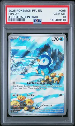 2025 POKEMON PFL EN-PHANTASMAL FLAMES ILLUSTRATION RARE #098 PIPLUP PSA 10 - Image 1
