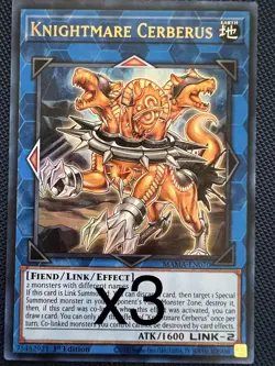 3X Yugioh Knightmare Cerberus MAMA-EN070 Ultra Rare 1st Edition NM - Image 1