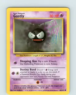 Pokemon TCG Gastly Base Set 50/102 Unlimited Common Card WOTC Played LP - Image 1