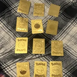 Gold Metal Pokemon TCG Foil Cards Lot of 12 - Charizard, Pikachu, Lapras - Image 2