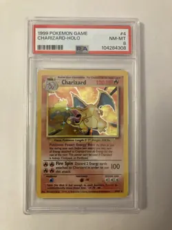 PSA 8 1999 Pokemon TCG CHARIZARD Base Set Holo Rare Card 4/102 - Image 1