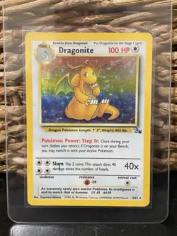 Pokemon TCG Dragonite Fossil Holo Unlimited Rare Card 4/62 1999 - Image 1