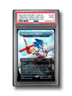 2025 MTG SECRET LAIR SONIC THE HEDGEHOG FOIL 2100 TORNADO SONIC’S BIPLANE PSA 9 - Image 1