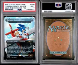 2025 MTG SECRET LAIR SONIC THE HEDGEHOG FOIL 2100 TORNADO SONIC’S BIPLANE PSA 9 - Image 3