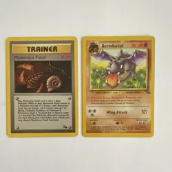 Pokemon Aerodactyl Fossil 16/62 & Mysterious Fossil 62/62 Cards 1999 2 card Lot - Image 1