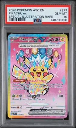 2026 POKEMON ASCENDED HEROES ILLUSTRATION RARE #277 PIKACHU EX PSA 10 - Image 1