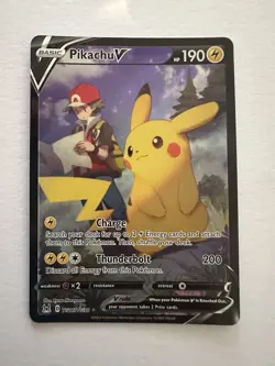 Pokemon TCG Pikachu V TG16/TG30 Lost Origin Ultra Rare Full Art Holo HP190 NM/MT - Image 3