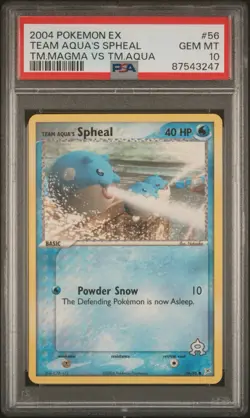2004 POKEMON EX TEAM MAGMA VS TEAM AQUA #56 TEAM AQUA'S SPHEAL PSA 10 LOW POP 9 - Image 1