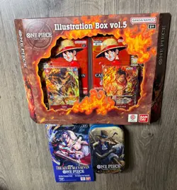 One Piece Sealed Lot Illustration Box 5, Mini Tin Vol. 2 & OP14 Azure Pack - Image 1