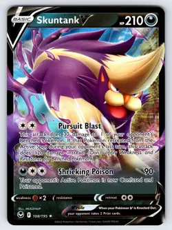 Skuntank V 108/195 2022 Silver Tempest Pokemon Card TCG Ultra Rare Full Art - Nm - Image 1