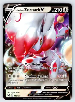 Hisuian Zoroark V 146/196 2022 Lost Origin Pokemon Card TCG Full Art Holo - Nm - Image 1