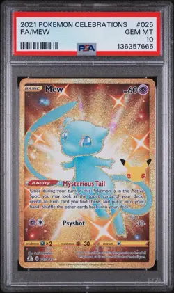 Pokemon Card Mew Celebrations Full Art 025/025 PSA 10 - Image 1