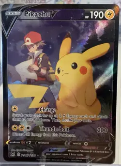 Pokemon TCG Pikachu v TG16/TG30 Lost Origin 2022 Full Art Holo Ultra Rare Card - Image 1