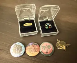 MTG-Rare Pins Lot (Hurloon Minotaur, Logo, Mana Symbols, Mirage) - Image 1