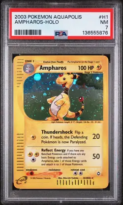 AMPHAROS E-Card Aquapolis Rare #H1 PSA 7 Vintage Pokemon [Nostalgium] - Image 1