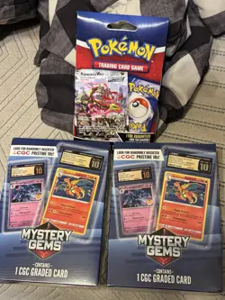 x2 Pokemon CGC Mystery Gems Box (Contains 1 Graded Card) Sealed New + FREE GIFT! - Image 1