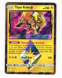 Tapu Koko ◇ 51/181 Rare Prism Star 2019 Team Up Pokemon LP - Image 1