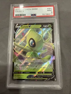 2020 Pokemon Sword and Shield Celebi V #001 PSA 9 Card MINT SWSH - Image 1