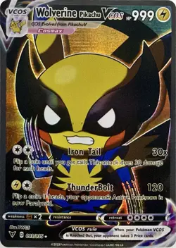 Marvel Wolverine Pikachu V Cosplay Pokemon TCG YWGS Custom Fan Art Holo Card - Image 1