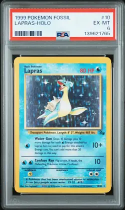 1999 POKEMON FOSSIL #10 LAPRAS-HOLO PSA 6 - Image 1