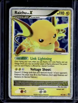 2008 Pokemon Diamond & Pearl Stormfront Raichu LV.X #99/100 - Image 1