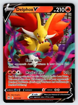 Delphox V 027/196 2022 Lost Origin Pokemon Card TCG Full Art Ultra Rare - Nm - Image 1