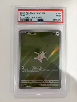 Pokemon TCG Slakoth Sv08 Surging Sparks 212/191 Illustration Rare Holo PSA 9 - Image 1