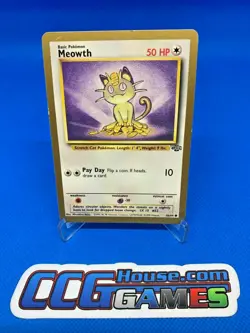 Pokemon Gold Bordered Jungle Promo - Meowth 56/64 VERY Rare (A) *CCGHouse* - Image 1