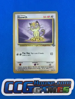 Pokemon Gold Bordered Jungle Promo - Meowth 56/64 VERY Rare (A) *CCGHouse* - Image 2