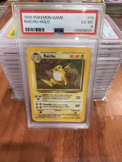 Pokemon TCG Raichu Holo Rare Card Base Set 14/102 1999 Eng PSA 6 - Image 1