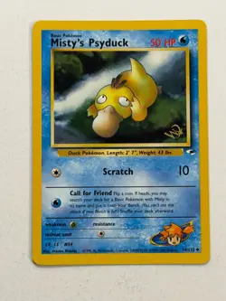 Misty’s Psyduck 54/132 Gold W stamp LP/MP tiny bend Pokemon card - Image 1